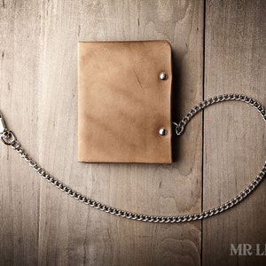 Cartera de cadena de cuero para hombre, Cartera de cadena para hombre, Cartera de cadena de cuero fino, Cartera de cuero minimalista 005_CH
