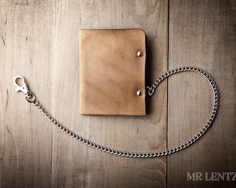 Men's Leather Chain wallet, Men's Chain Wallet, Thin Leather Chain Wallet, Minimal Leather Wallet 005_CH