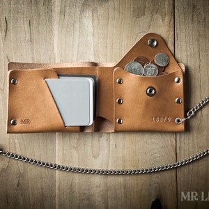 Leather Coin Wallet with Chain, Coin Wallet, Change Wallet,Chain Wallet, Leather Chain Wallet, leather bifold, leather wallet 017CH