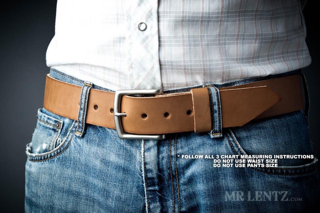 Thick Leather Belt - USA Made, Tan, 1.5 inch Wide, Durable Full Grain Leather, Custom Sized, Handmade by Mr. Lentz