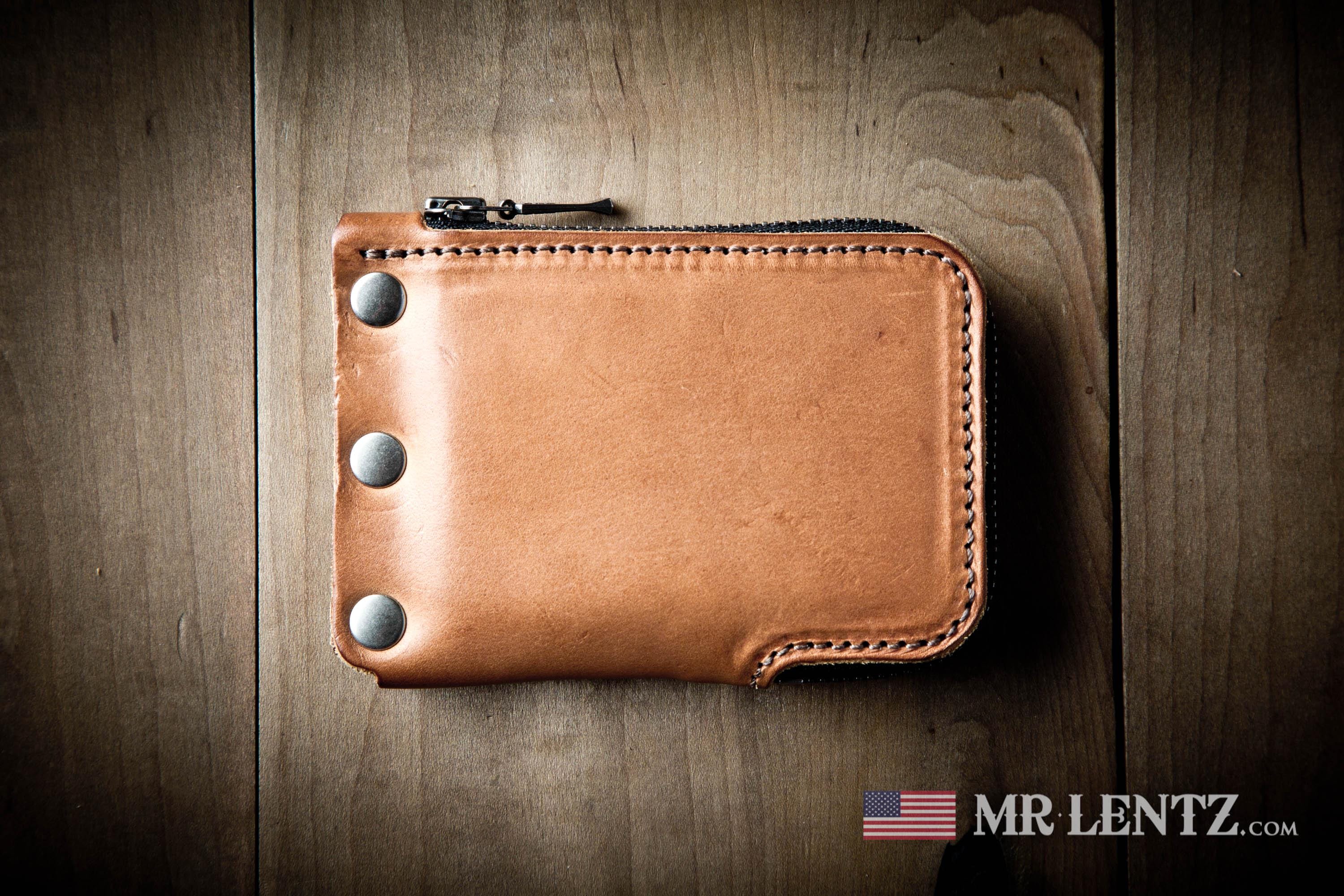 Handmade Leather Zip Wallet, Card Wallet With Zipper, Full