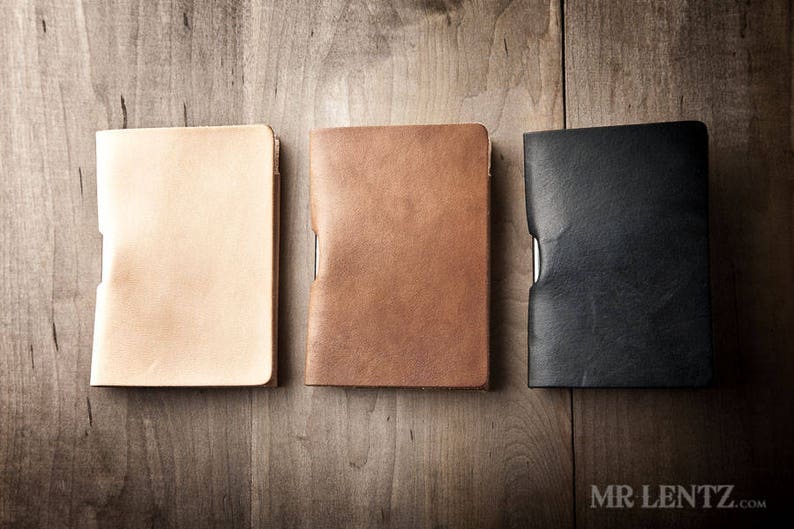 Leather Notebook Cover and Pen, Leather Travel Notes, Pocket Leather notebook, Leather mini journal cover Mini 022 image 9