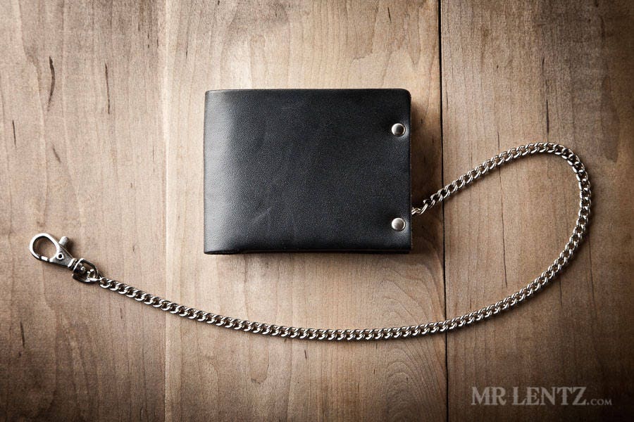 Men's Chain Wallet, Mens Leather Chain Wallet, Minimal Leather