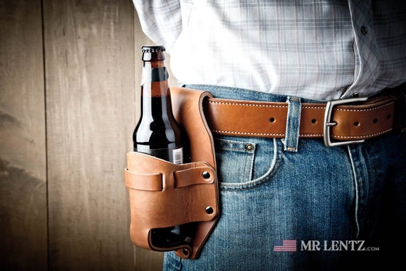 Leather Beer Holster Western Holster Groomsmen Gift Beer Pouch 073 Etsy Canada