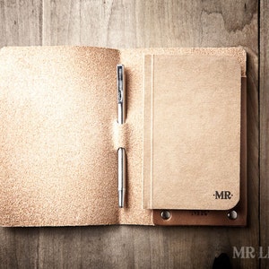 Leather Notebook Cover and Pen, Leather Travel Notes, Pocket Leather notebook, Leather mini journal cover Mini 022 image 1