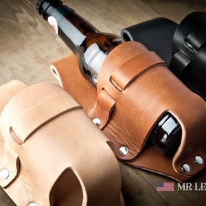 Leather Beer Holster, western holster, groomsmen gift, beer pouch 073 image 9