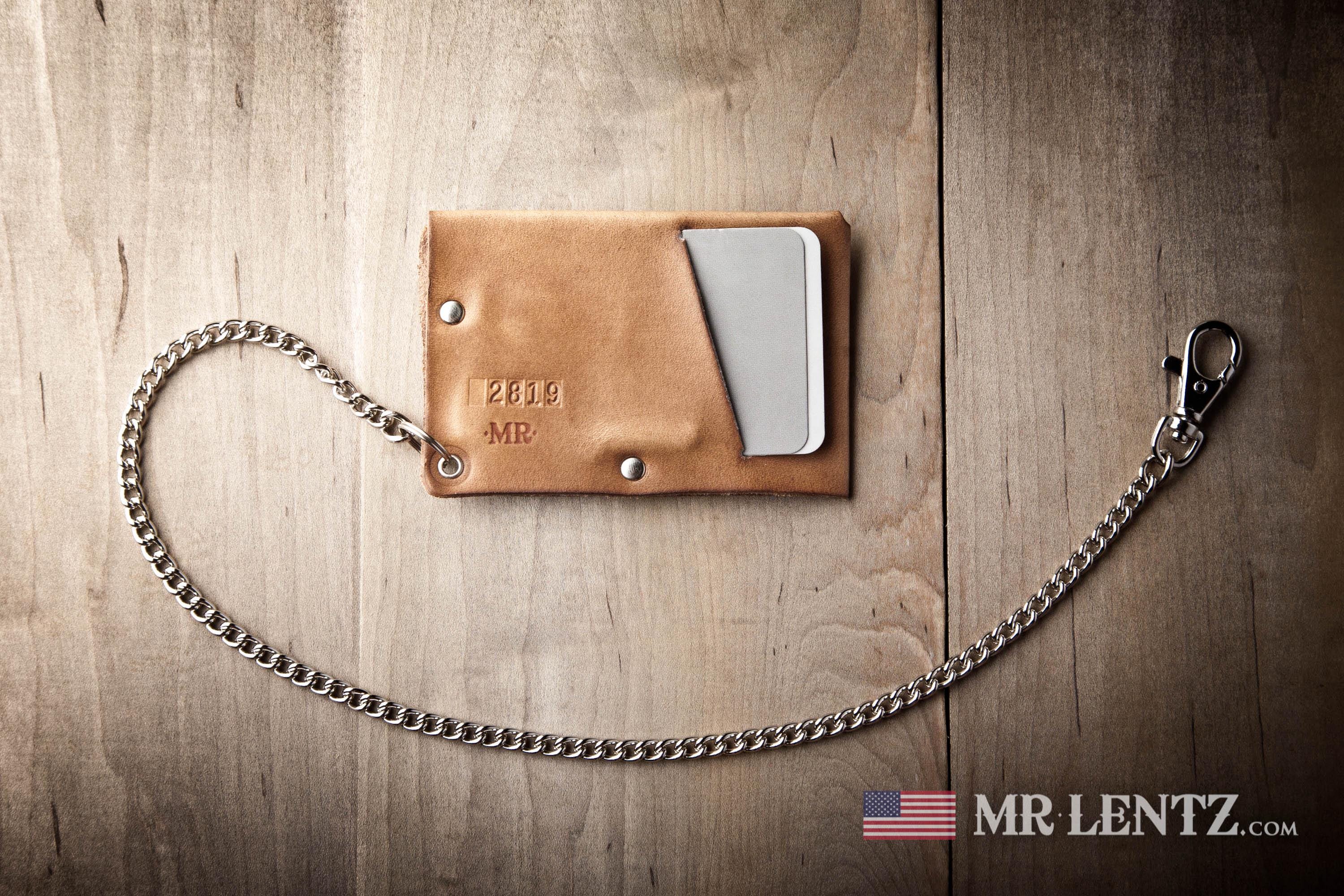 Leather Chain Wallet With Snap, Leather Card Wallet, Men's Wallet