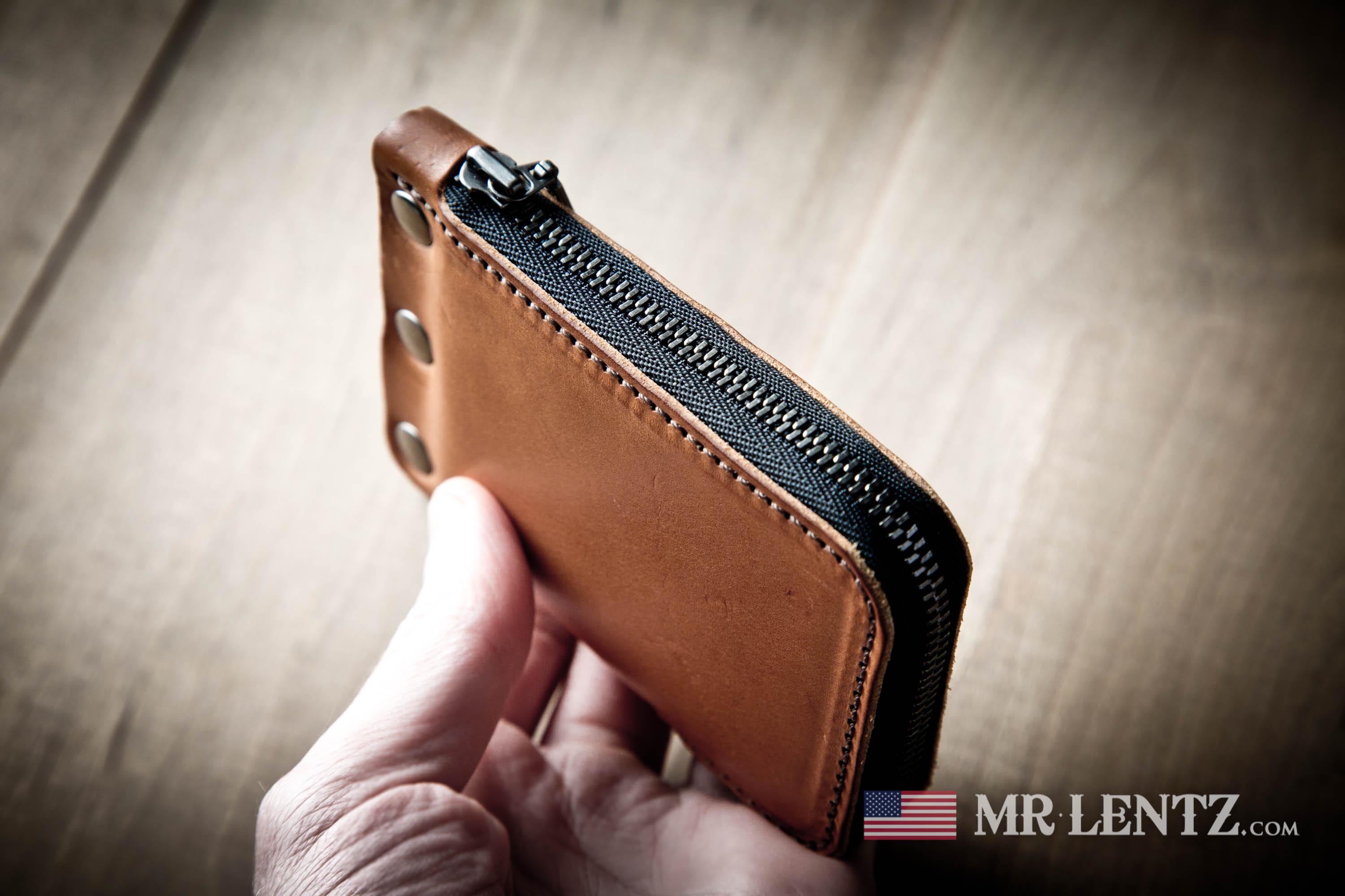 Handmade Leather Zip Wallet, Card Wallet With Zipper, Full Grain