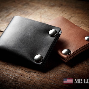Stylish Men's Leather Wallet with Snap Closure, Durable Billfold, EDC, Great for Cards and Cash, Gift for Him, Quality Handmade, Mr Lentz