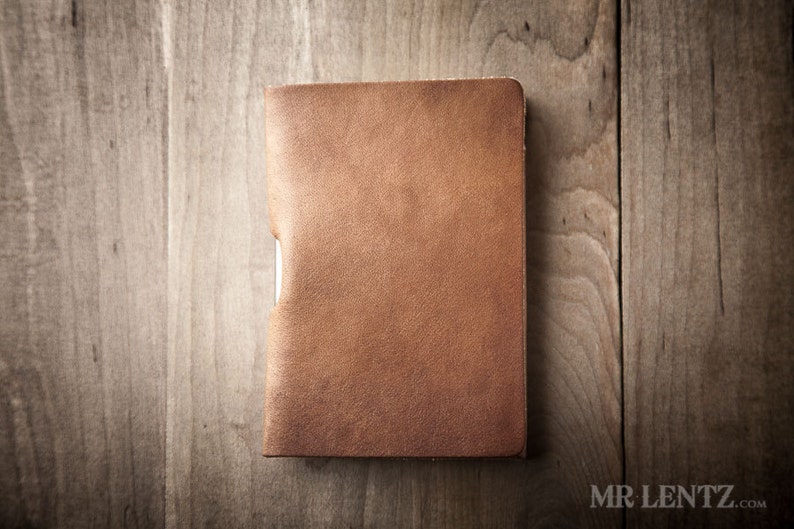 Leather Notebook Cover and Pen, Leather Travel Notes, Pocket Leather notebook, Leather mini journal cover Mini 022 image 2