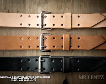 Double Tongue Leather Belt 1.75 inches wide, Thick Double Leather Belt, Mens Wide Double Belt, Mens Leather Belt 083