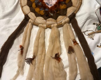Large Mandala Dream Catcher Native American Hand Made Woven 16" Across 33" Long