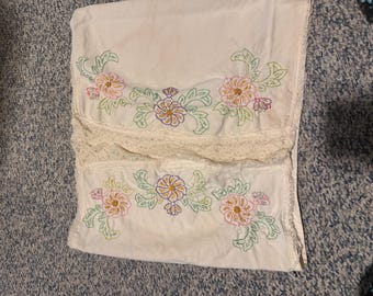 Vintage Embroidery Table Runner floral Colorful