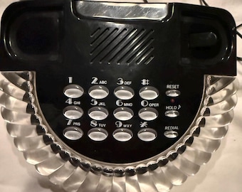 Vintage Columbia Brand Lucite Clamshell Phone Black Color Push Button