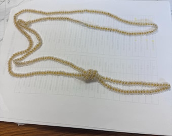 Necklace vtg. Gold And Clear shiny seed beads, lariat sautoir style 56"long
