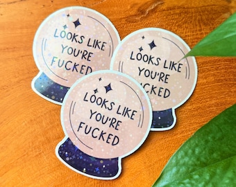 Looks Like You’re F*cked Crystal Ball Holographic Sticker