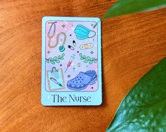 The Nurse Tarot Card, Holographic Sticker