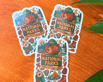 National Parks, Protect Our Parks, Holographic Waterproof Sticker