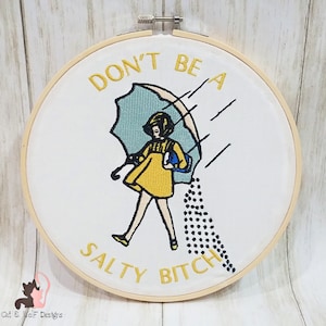 Salty Bitch Embroidered Hoop Art, Unique Art, Wall Hanging, Wall Decor