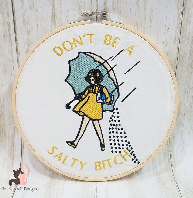 Salty Bitch Embroidered Hoop Art, Unique Art, Wall Hanging, Wall Decor image 1
