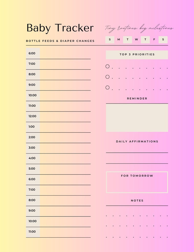 Baby Routine Tracker Bundle • 3 Color Options • Printable Baby Schedule ...