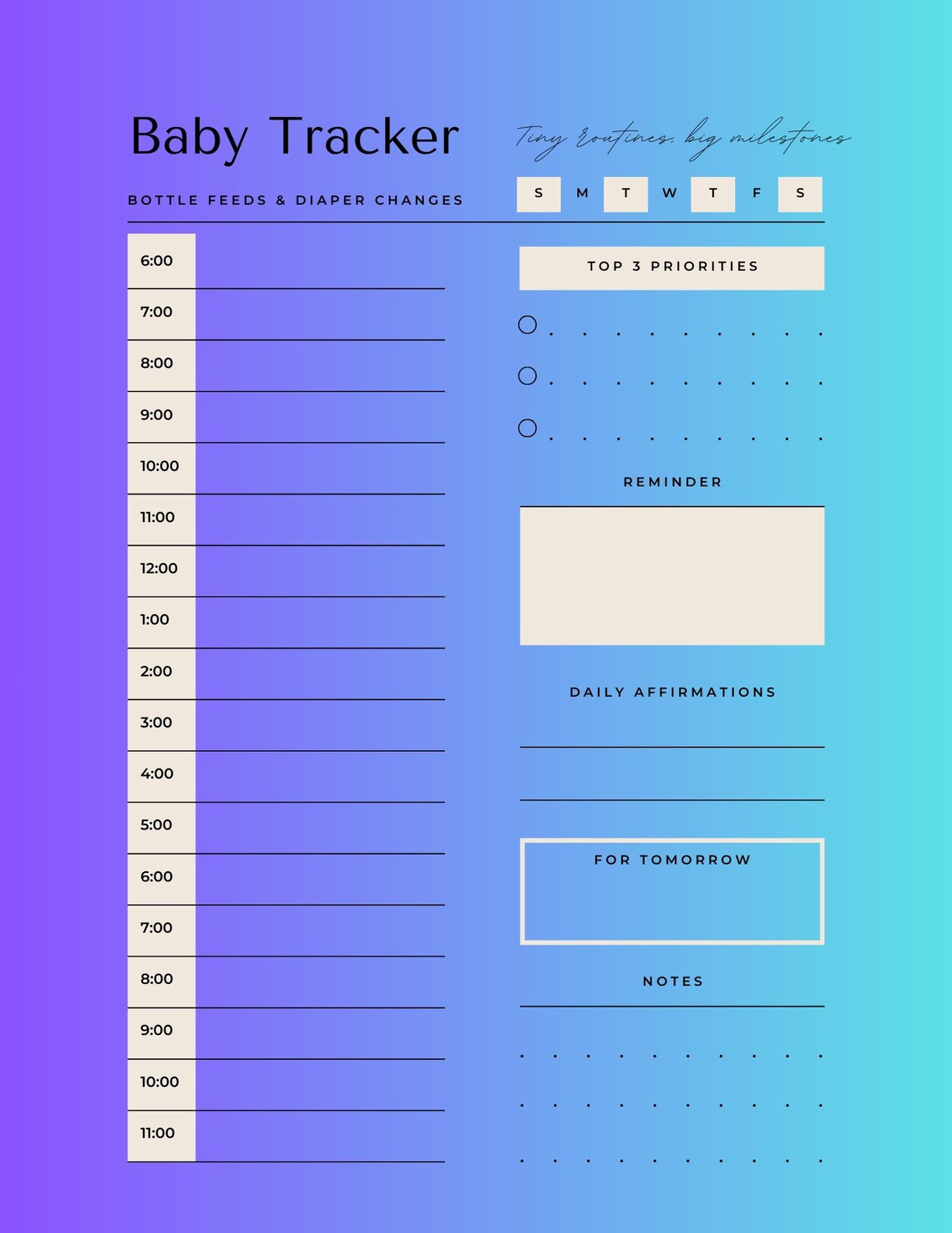 Baby Routine Tracker Bundle • 3 Color Options • Printable Baby Schedule ...