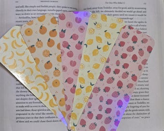 Marcapáginas de cesta de frutas – Bonito juego de marcapáginas de frutas – Marcapáginas laminados, brillantes u holográficos