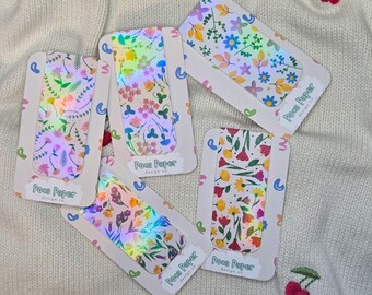 Marcapáginas magnéticos de jardín floral – Marcapáginas botánicos – Laminado brillante u holográfico