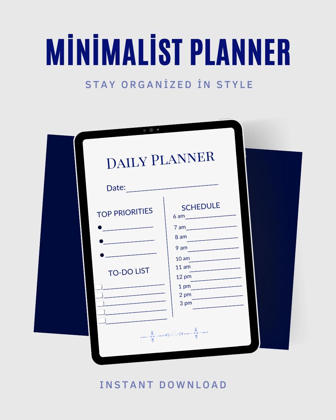 Minimalist Blue Daily Planner | Printable To-do List (digital Download ...