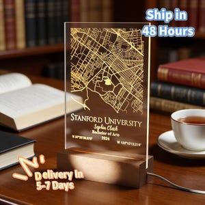 Custom Campus Map Night Light With Name, College Map Acrylic Plaque, Unique University Map LED Night Lamp, Graduation Gift for Class of 2026