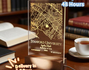 Custom Campus Map Night Light With Name, College Map Acrylic Plaque, Unique University Map LED Night Lamp, Graduation Gift for Class of 2026