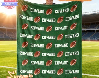 Custom Football Blankets With Name For Player, Personalized Funny Name Blankets For Football Lover,Custom Family Flannel For Christmas Gifts