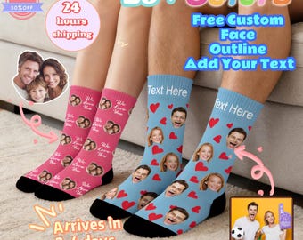 Custom Socks With Faces For Adults, Custom Novelty Socks For Anniversary Gift, Personalized Photo Socks With Words, Valentine's Day Gifts