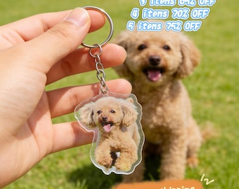Custom Funny Dog Photo Keychain For Dog Lover Gift,Personalized Bag Charms And Keyrings With Pet Portrait,Custom Acrylic Cat Face Key Holder