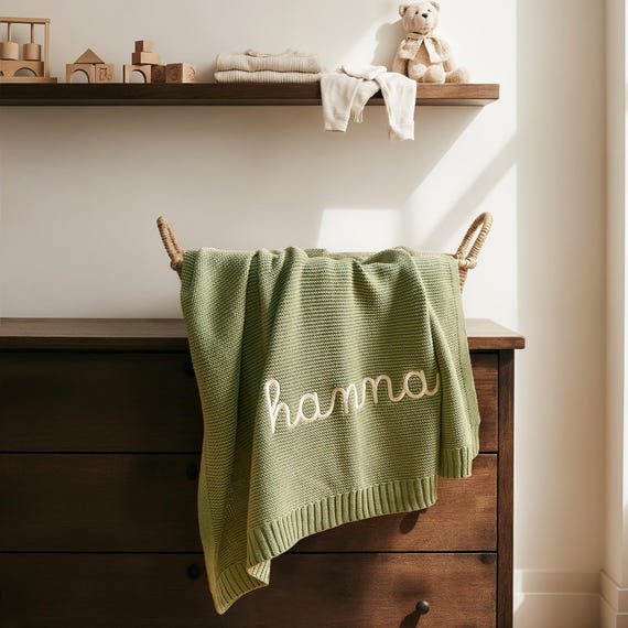 Personalized Baby Blanket, Embroidered Name Blanket, Custom Knit Blanket, Baby Shower Gift, Newborn Gift, Baby’s First Christmas Gift