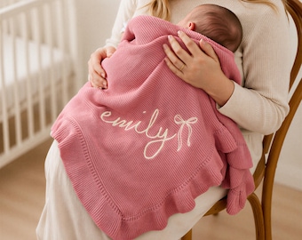Personalized Baby Blanket with Name, Embroidered Blanket, Baby Name Blanket, Crochet Blanket Pattern, Baby Shower Gift