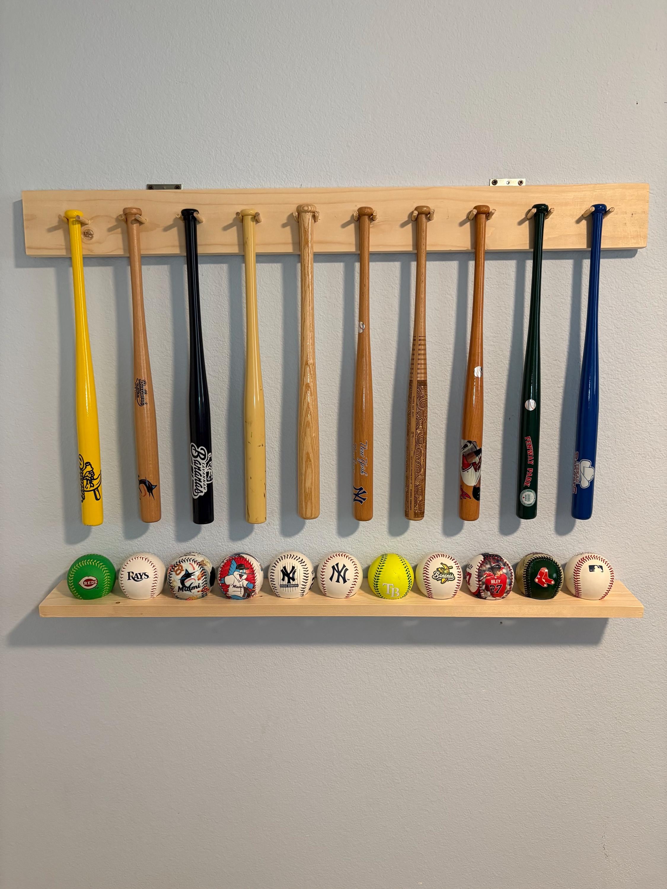 Support Mural Pour Batte De Baseball/softball - Finition Bois Noir Zaplyte Neuf