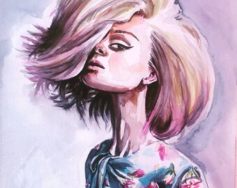 Frauenportrait mit Blumenkleid