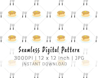 Handritat sömlöst pannkaksmönster, Foodie-design (digital nedladdning)
