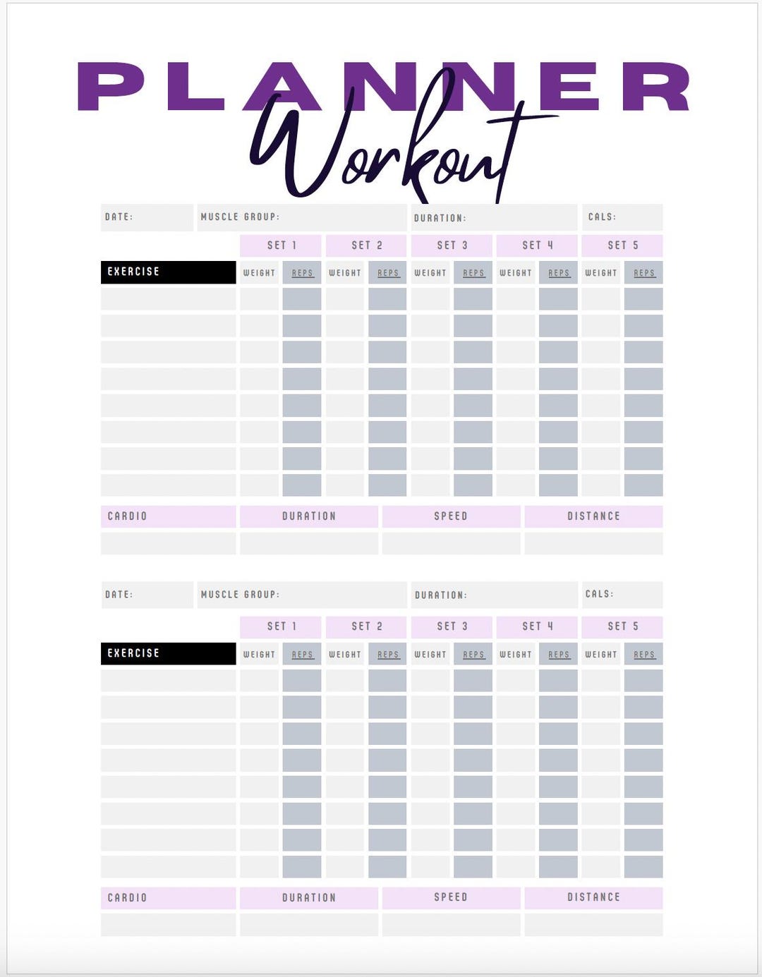 Ultimate Fitness Planner Log | Digital Workout and Wellness Tracker ...