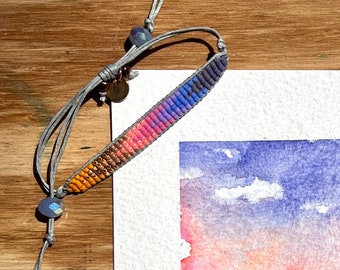 Summer Sunset Beaded Bracelet and Watercolor Painting