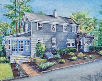 House Portrait- Custom Watercolor- Hand-painted