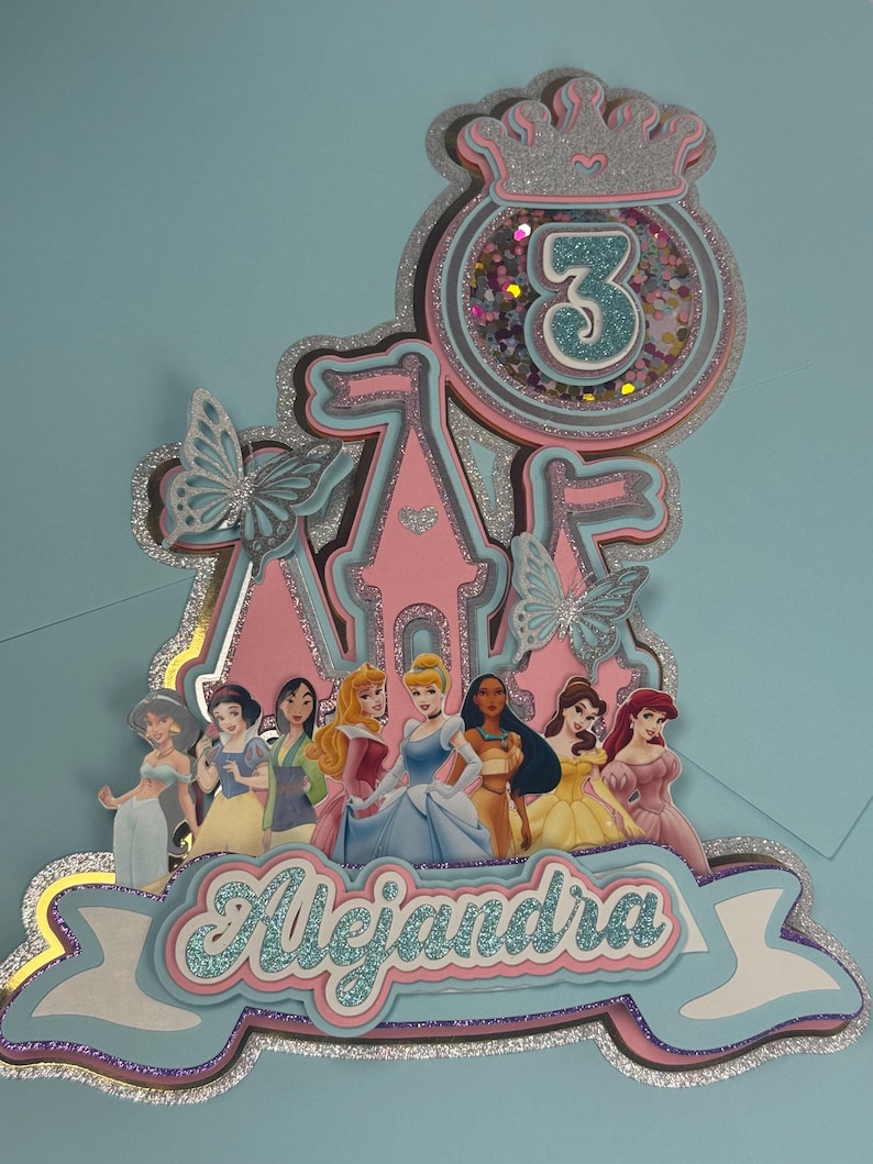 Disney Princess 3D Cake Topper – Personalized With Name & Age – Kids ...