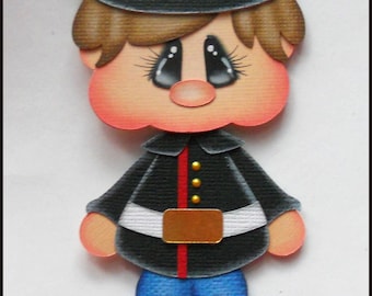 Marine Boy Brown Hair Premade Paper Piecing by Babs
