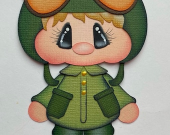 Air Force Boy Blonde Hair Premade Paper Piecing by Babs