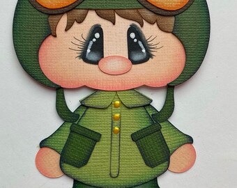 Air Force Boy Brown Hair Premade Paper Piecing by Babs