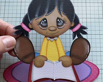 Reading Girl  Brown Skin Premade Paper Piecing by Babs