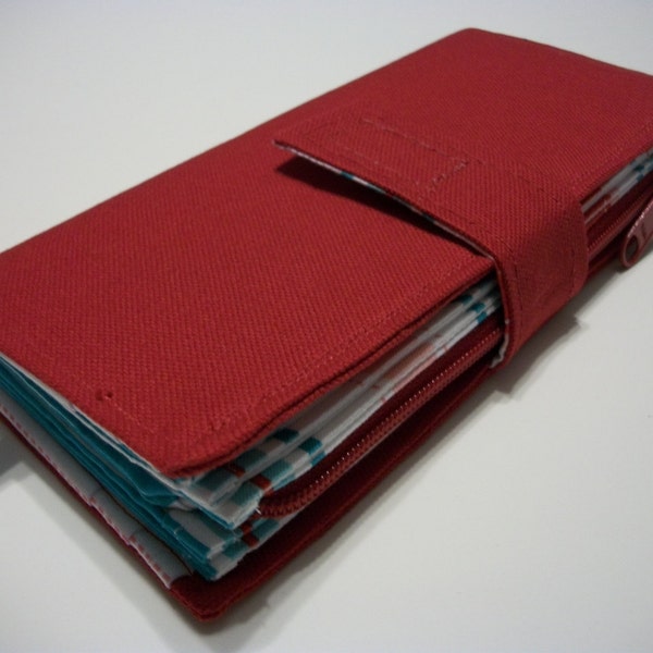 Envelope Cash System Deluxe Wallet  - Red Sugar & Spice Stripes
