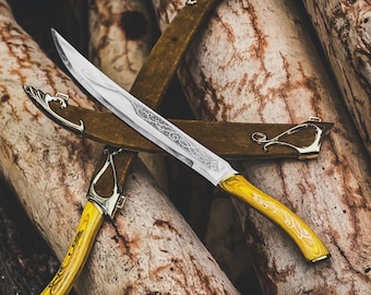 Espada de Legolas Hojaverde hecha a mano con soporte de pared, espada de fantasía para cosplay, regalo de cumpleaños para novio