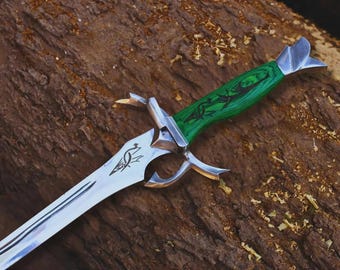 Espada de fantasía vikinga hecha a mano, coleccionable con grabado personalizado, inspirada en la Rueda del Tiempo.